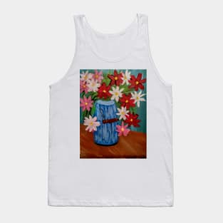 Some bright and colorful abstract flowers in a vintage milk bottle Tank Top